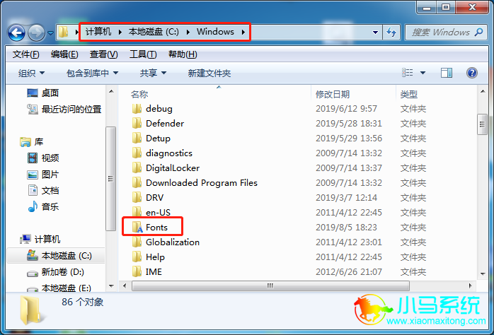 �ҵ���Windows����˫������������ҵ���Fonts��