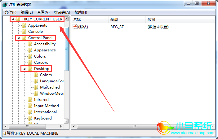 ���δ򿪣�HKEY_CURRENT_USER��Control Panel��Desktop