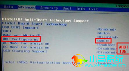�ڵڶ�����Advanced��һ���У�����HDC Configure as����ֵ��ΪIDE