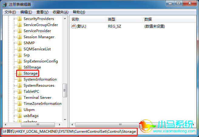 ���δ�ע�����ѡ�HKEY_LOCAL_MACHINE��SYSTEM��CurrentControlSet��Control��Storage