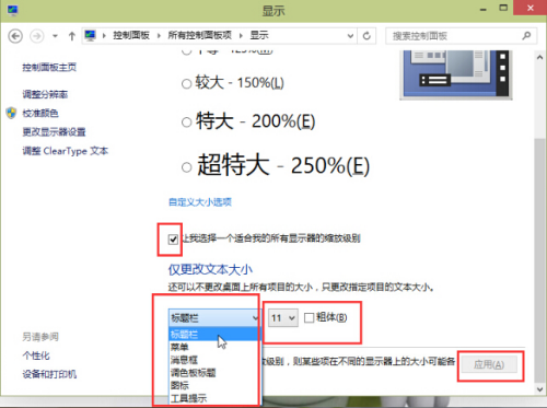 ��θ��Ի�win10�н����ֺŴ�С��